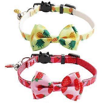 2pcs Durable Breakaway Bowtie With Bell Puppy Cute Soft Fancy Lovely Cat Collars