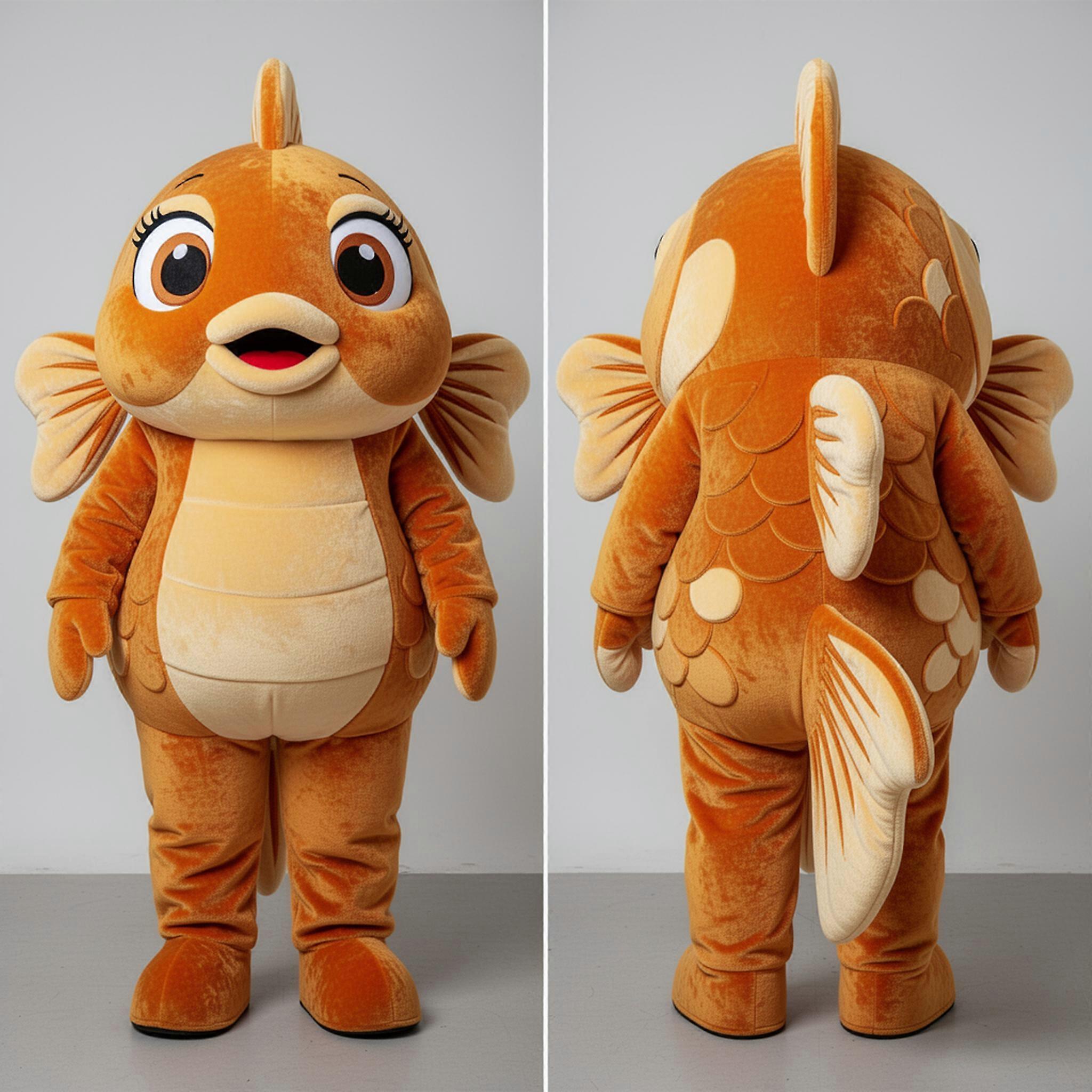 MASTICOT Rust Velvety Cartoon Goldfish Mascot