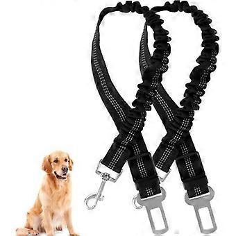 Sett med 2 bilseteseler til hund, 1 sele per stykk, støtdempende sele og karabinkrok for alle typer biler, egnet for alle hunder og katter