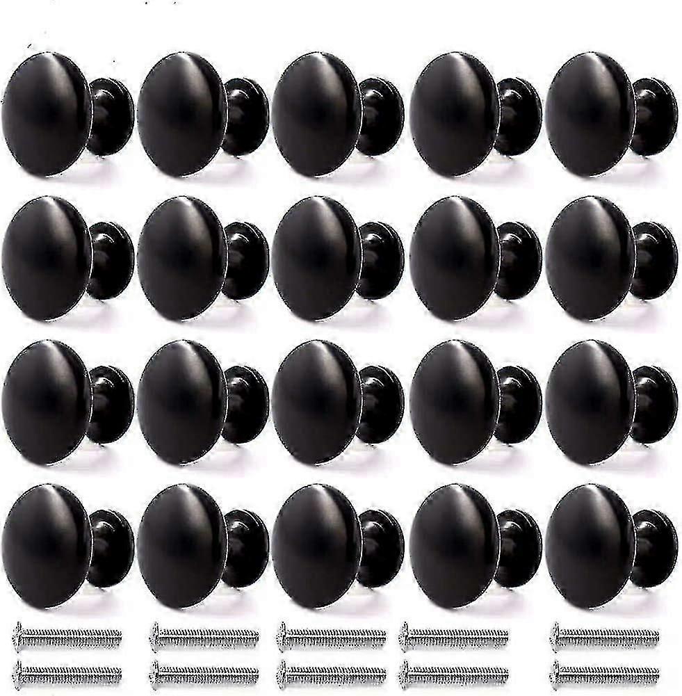 20pcs Door Knobs Drawer Knobs 30mm Vintage Handles Furniture Cabinet Knobs compatible with Kitchen Cupboards (black)
