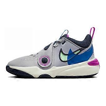 Nike Team Hustle D 11 GS Low-Top-Basketballschuhe Grau Blau Unisex FN5005-001