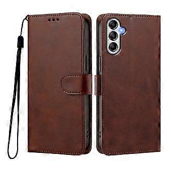Étui à rabat en cuir PU pour Samsung Galaxy A35 5G avec support intégré, 3 emplacements pour cartes, poche pour billets et dragonne.