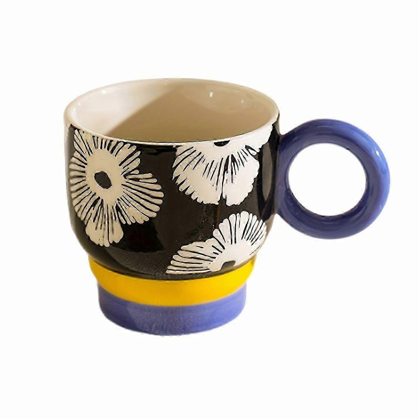 Hand Painted Ceramic Mug Creative Ring Handle Tea Coffee Gift Cup