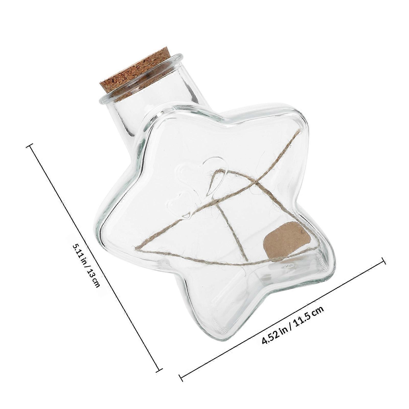 Drift Bottle Five-Pointed Star Glass Bottle for Storage 2Pcs