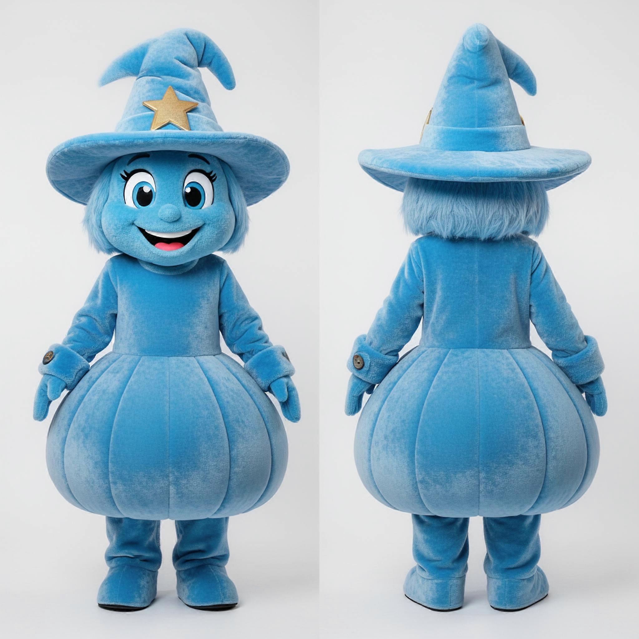 MASTICOT Sky Blue Whimsical Witchs Hat Mascot
