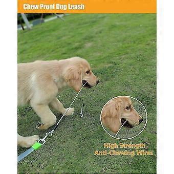 Chew Proof Retractable Dog Leash with 2 Heavy Duty Anti-Chewing Wire Ropes, 16FT Leashes 360 Tangle Free for 2 Dogs, Dual Dog Lead_Esz3