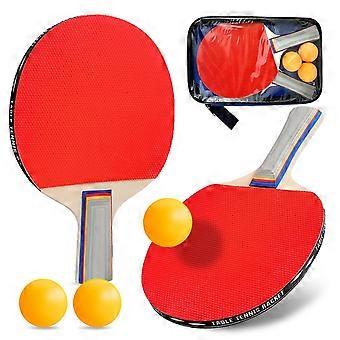 Bordtennisæt med 2 bat, 3 bolde og en opbevaringstaske.