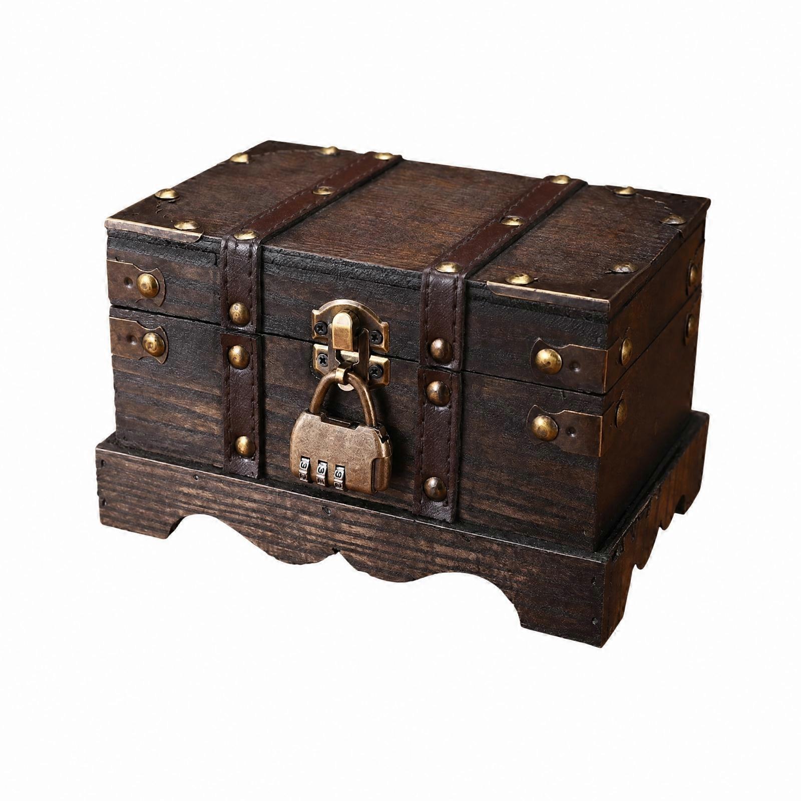 Storage Chest Tabletop Wooden Memory Box with Hinged Lid Rustic
