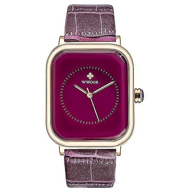 Leather Rectangle Minimalist Quartz Dress Wrist Watch