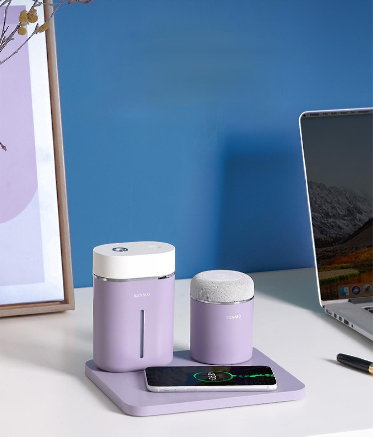 Wireless Small Battery Combination Wireless Bluetooth Speaker Humidifier Pat Light Wireless Charging Kit Purple