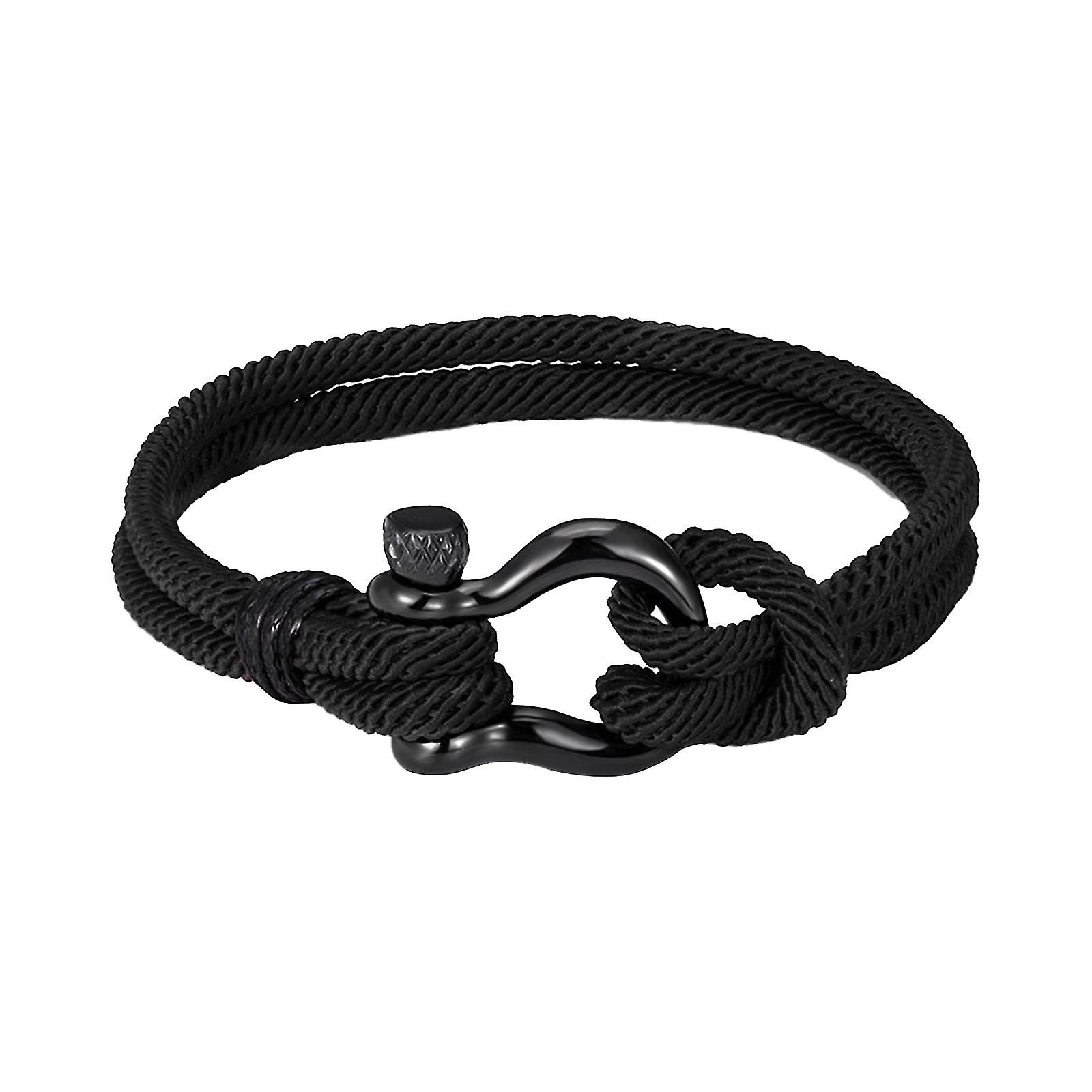 Men's Twisted Rope Bracelet With Shackle - Durable Nautical Paracord, Waterproof, Stainless Steel, 5 Rope & 2 Shackle Color Options