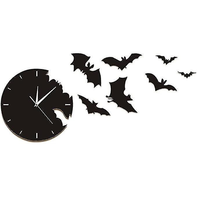 Bat Mirror Clock Fashion Wall Clock Three-dimensional Wall Decoration Wall Clock