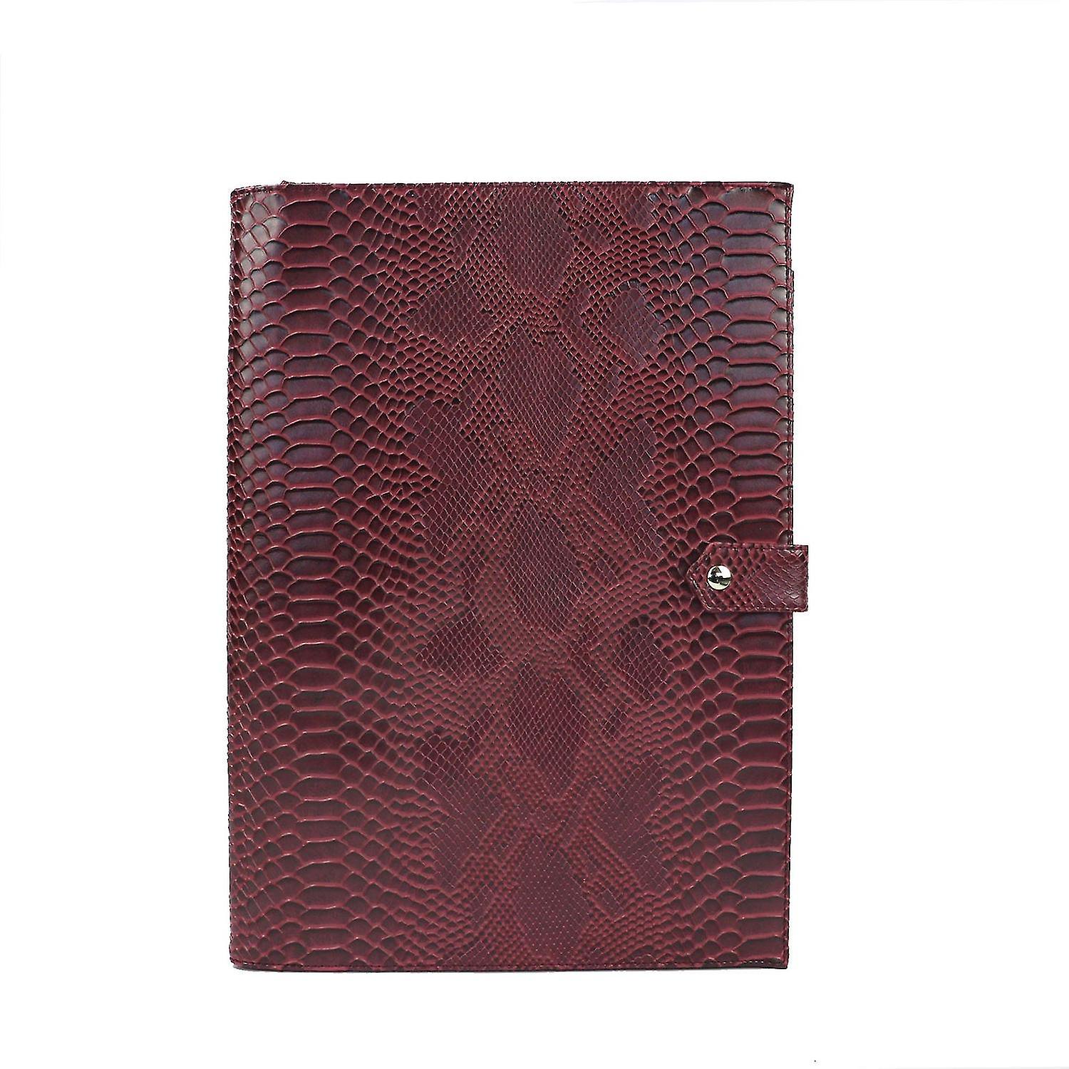 Python Burgundy Men Fashion Crocodile Pattern Padfolio A4 File Holder