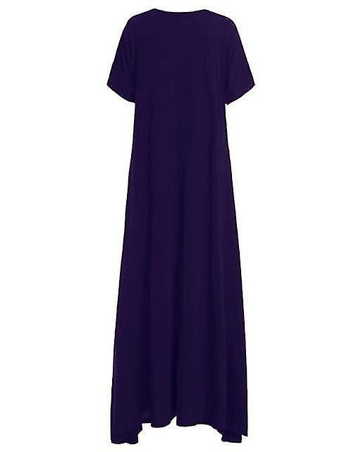 Solid Round Half Sleeve Maxi Dress