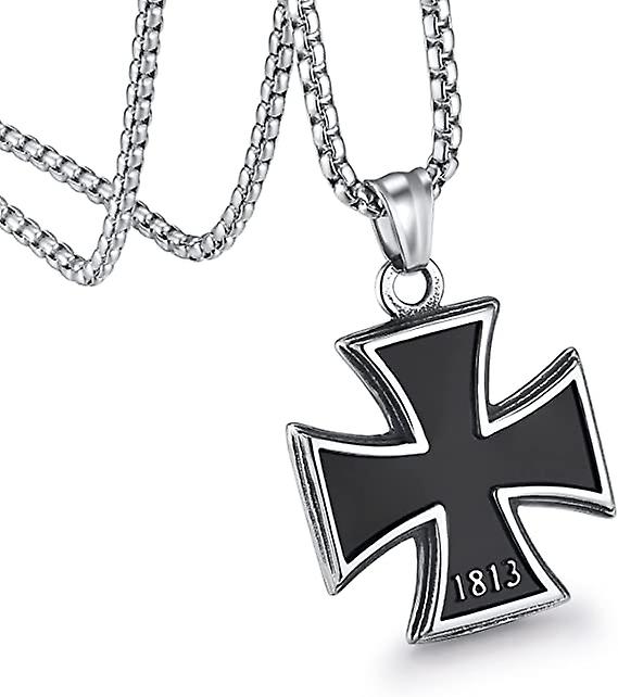 Collana Croce Di Gerusalemme In Acciaio Inossidabile Per Uomo E Donna - Ciondolo Templare Religioso Con Borse In Velluto