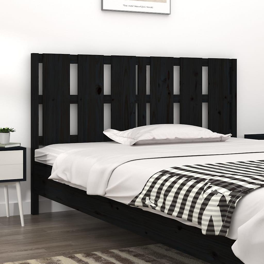 Bed Headboard Black 155.5x4x100 cm Solid Pine Wood