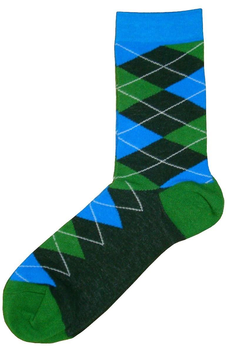 Bassin and Brown Argyle Socks - Green/Blue