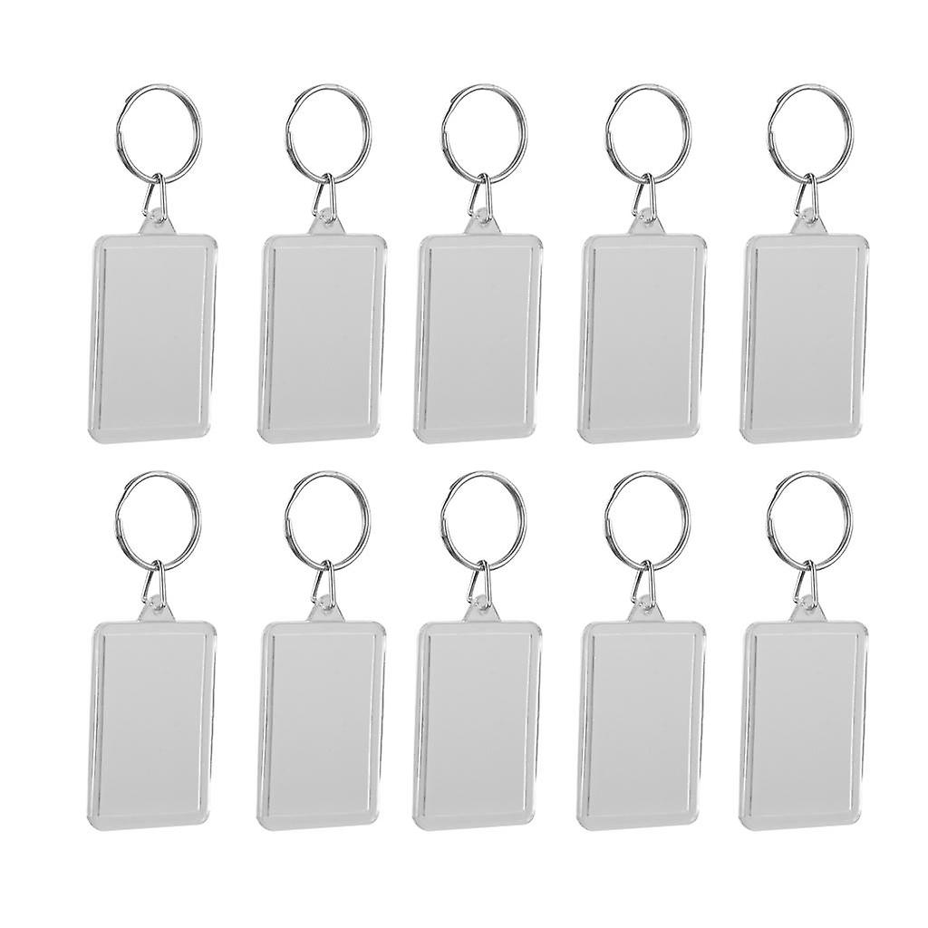 10pcs Clear Blank Insert Photo Picture Acrylic Frame Keyring Split 4.0x5.6cm