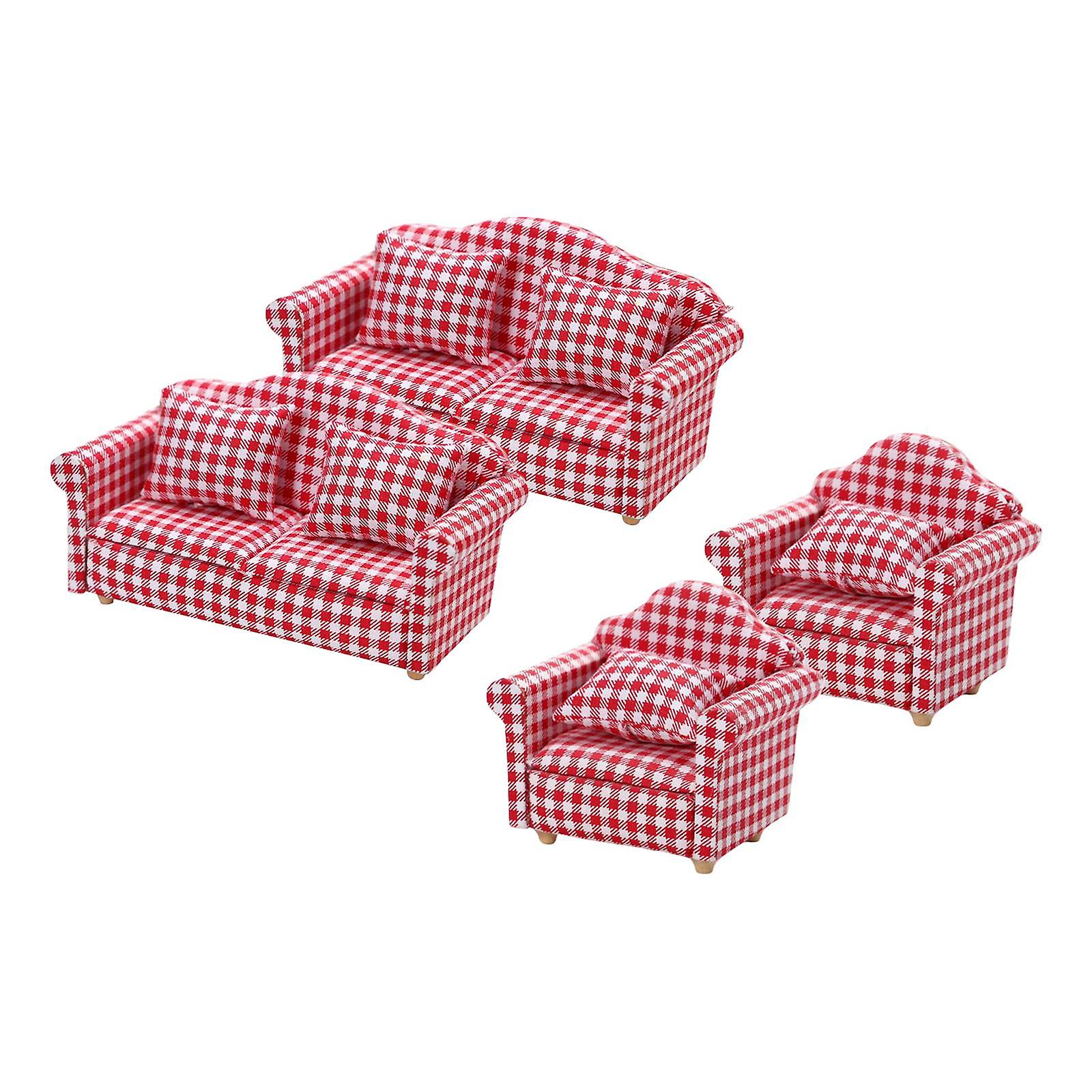 4 pieces 1:12 Dollshouse Miniature Sofa Set