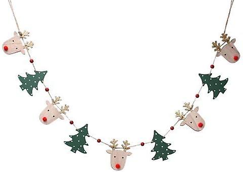 Gisela Graham Wooden Reindeer and Tree Christmas Garland
