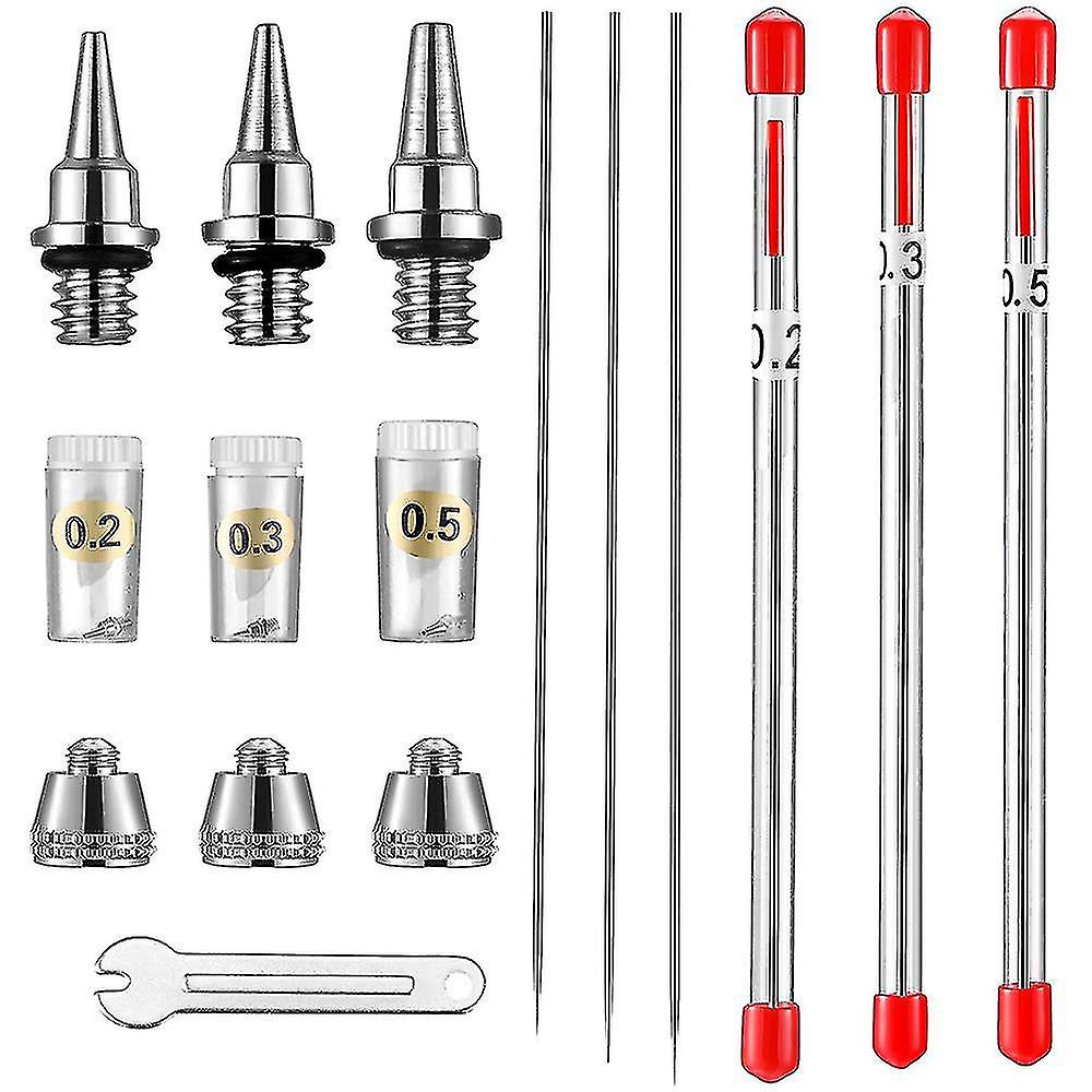 10 Pieces Airbrush Nozzle Needle Nozzle Cap Kit With Wrench Airbrush Replacement Parts For Airbrush-haoyi