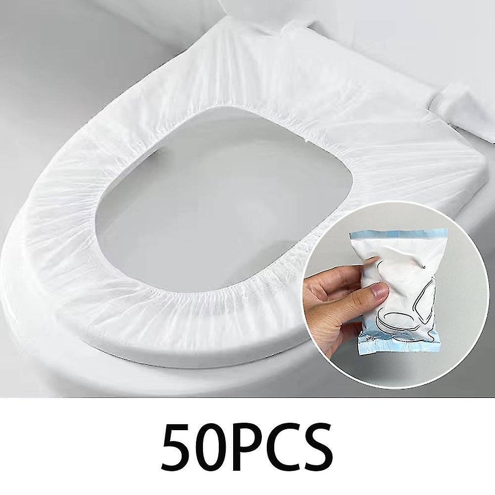 50 Pcs (white) Wc Toilet, Toilet Bowl Protector Waterproof Portable Individually Wrapped Antibacterial Material Size For