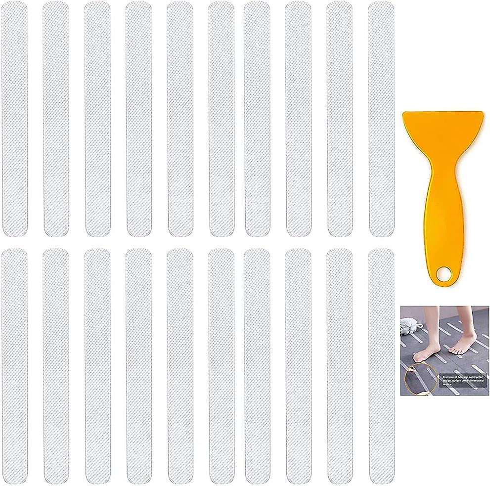 48 Pieces Non-Slip Stickers Bathroom Anti-Slip Strips Transparent Shower Anti-Slip Strip with Scrap