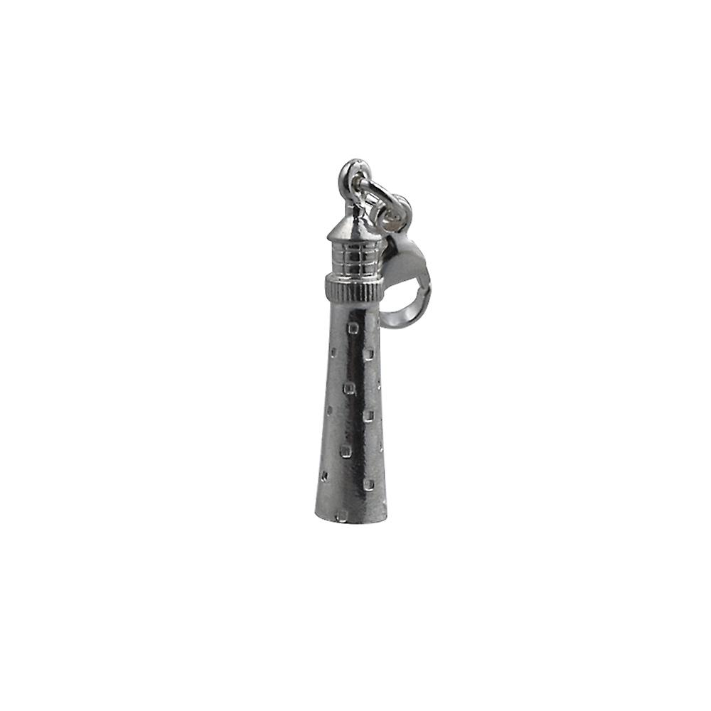 Silver 14x5mm Lighthouse Charm with a lobster catch