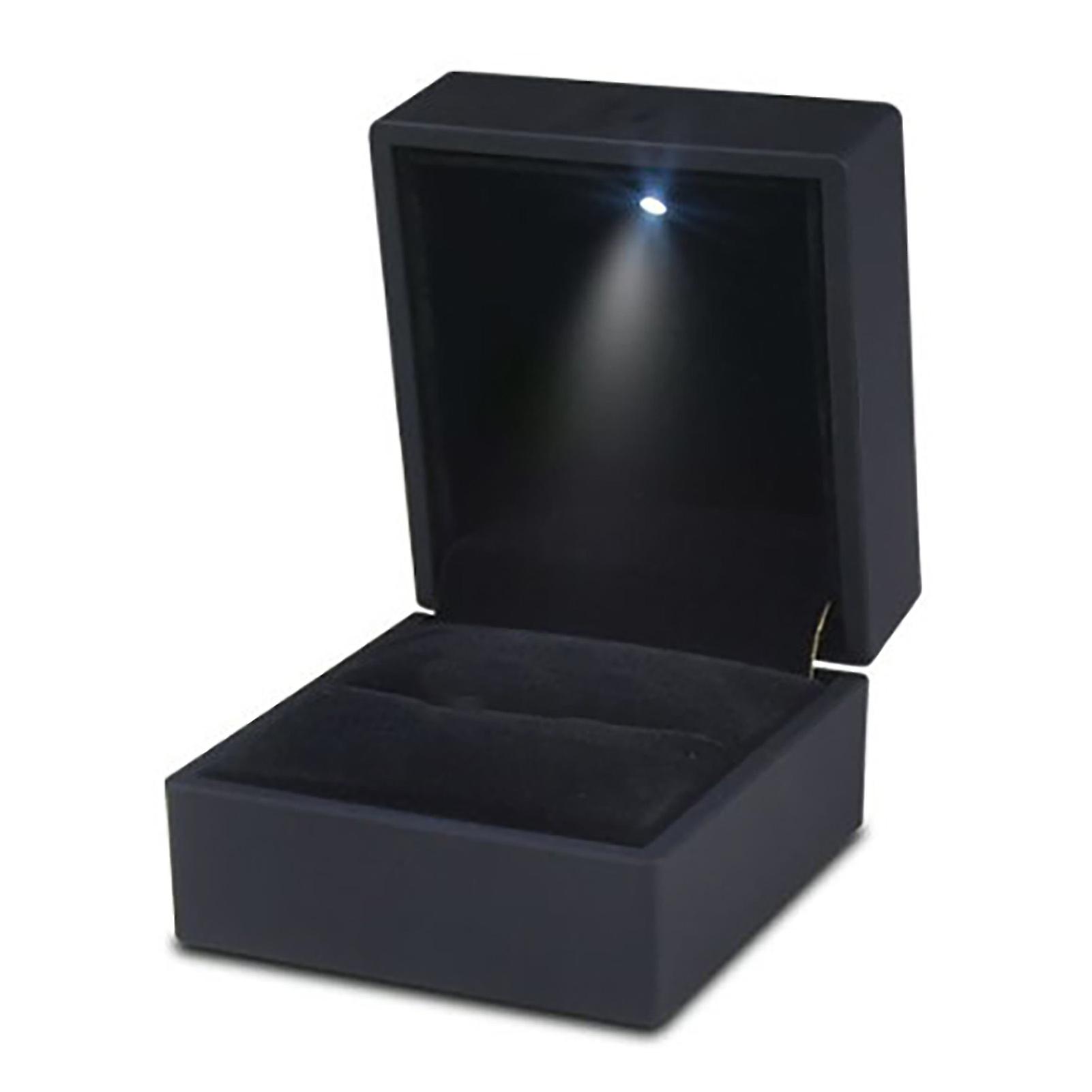 Ring Box Black LED Light High Grade Accessories Storage Box Ring Case for Propose Gifts Giving