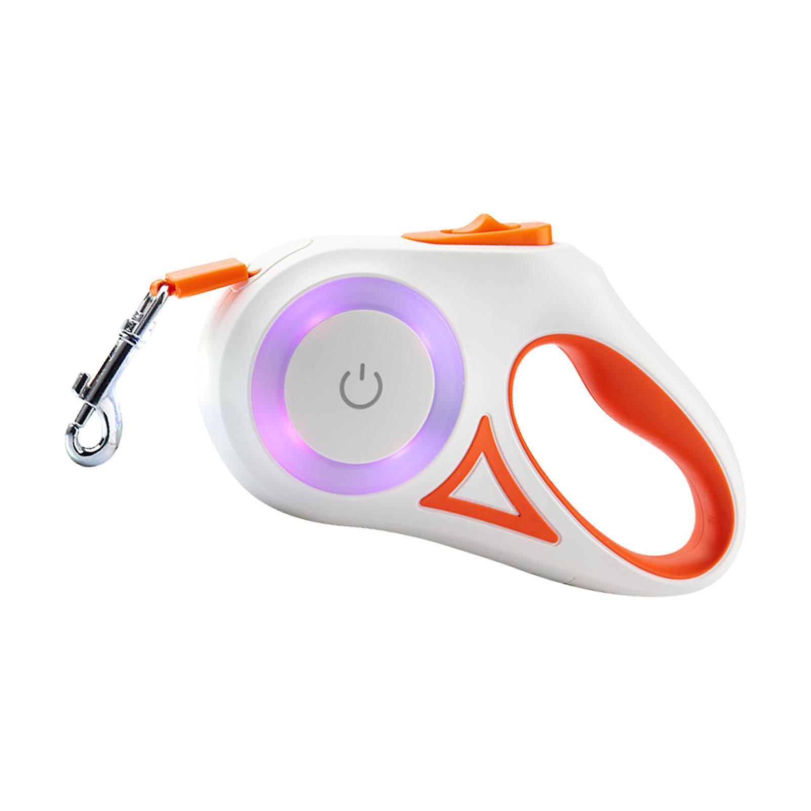 Retractable Pet Leash Ergonomic Handle Dog Walking Leash with LED Colorful Light for Puppy Beige Orange 3 Meters / 9.8ft
