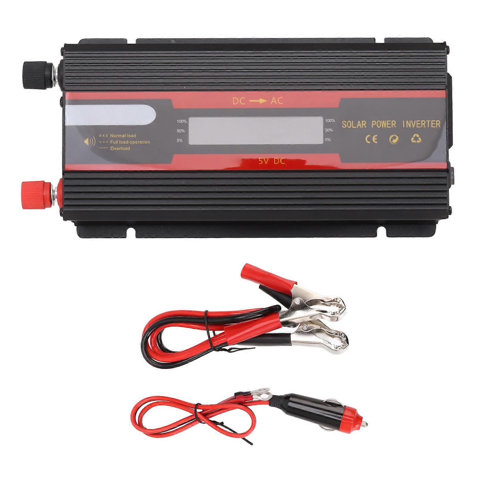 1000W Power Inverter Universal Dual Voltage 12V 24V‑220V Car Solar Power Inverter with LCD Display