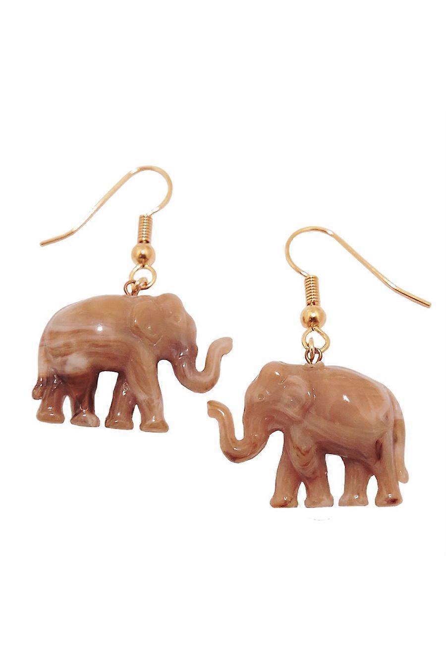 Hook Earrings Elephants Brown - Gl02984