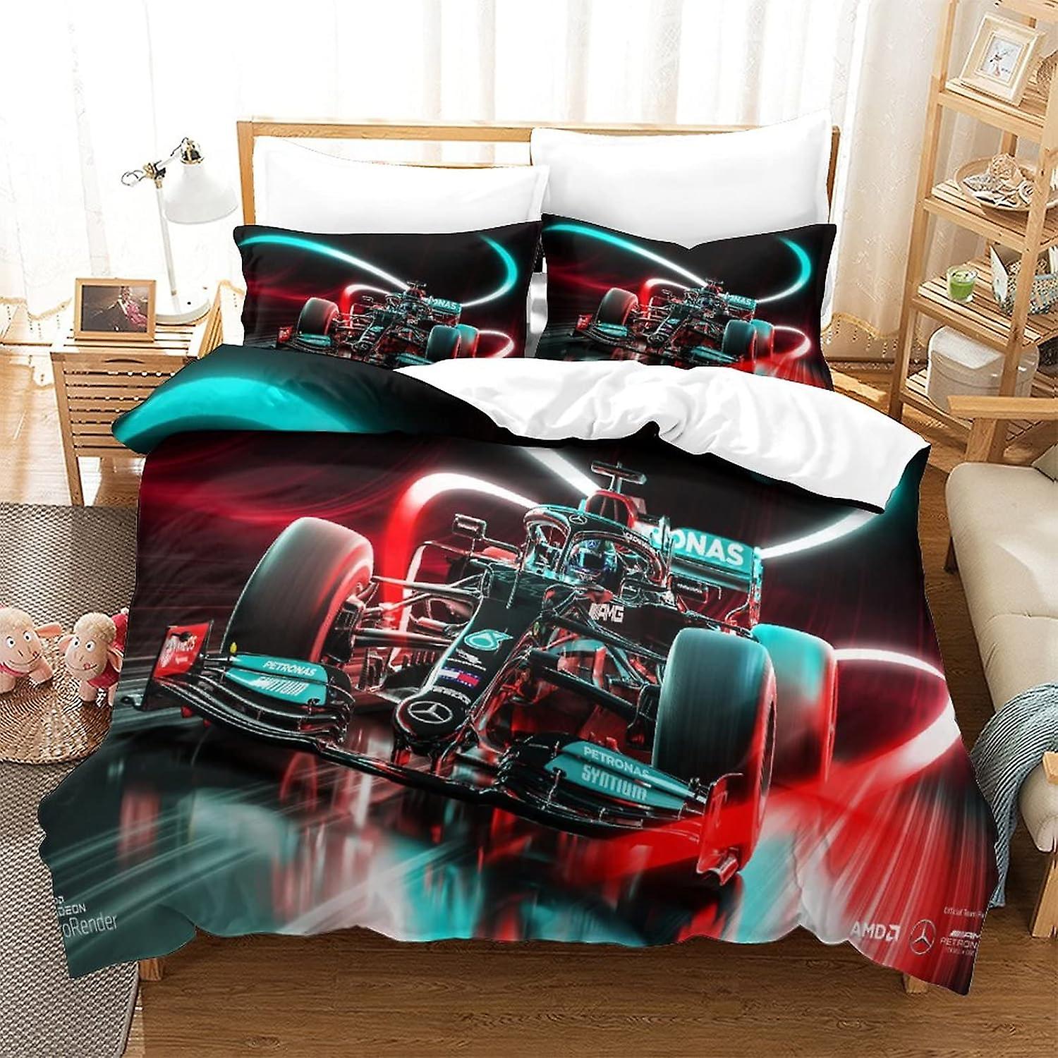 F1 سباق لحاف غطاء مجموعة الكون غالاكسي الفراش مجموعة للأطفال الأولاد البنات سباق المطبوعة المعزي غطاء غطاء لحاف غرفة نوم مجموعة 3 قطع الملك