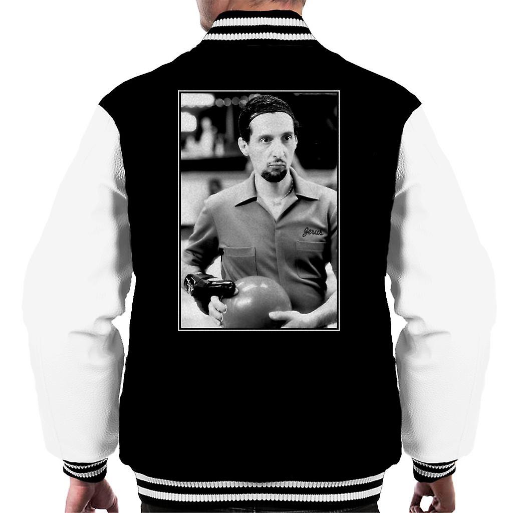 The Big Lebowski Jesus Bowling Greyscale Men's Varsity Jacket
