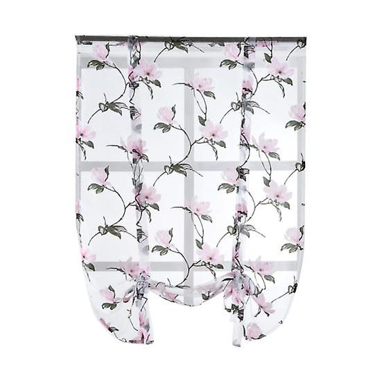 Roman Flower Curtains Kitchen Valance Tulle Sheer Panel Bedroom Window Drape