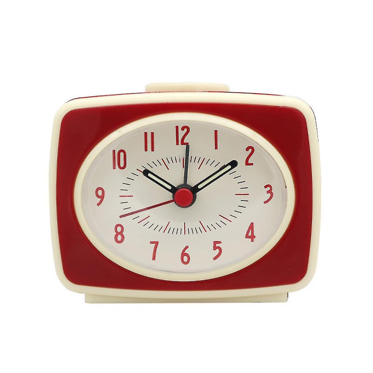 Retro Silent Alarm Clock, Red, 3 Inches