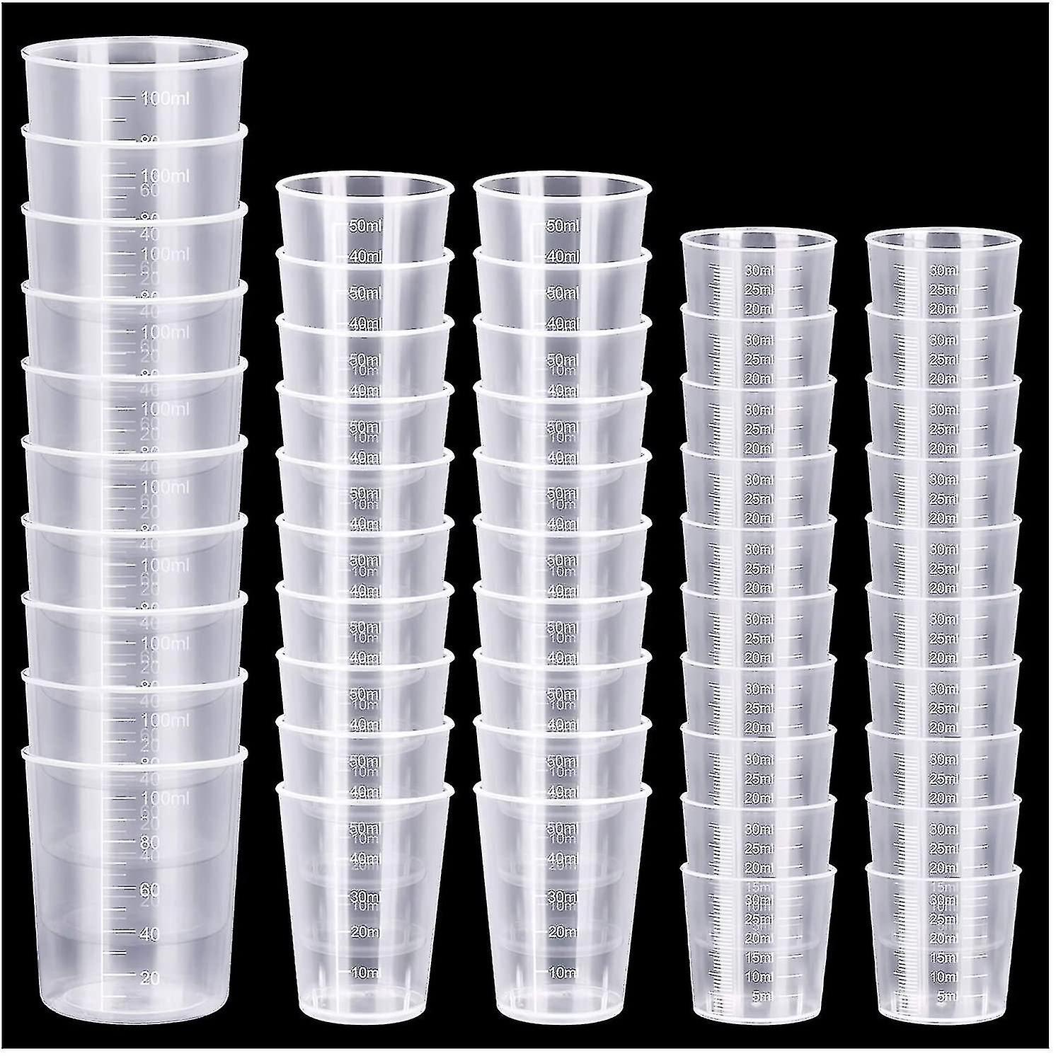 New 50 Pcs Plastic Measuring Cups, Resin Mixing Cups, Epoxy Mixing Cups, Paint Mixing Cups, 30ml 50ml 100ml Fast 2024