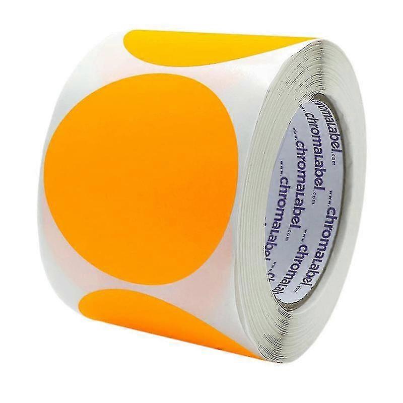 2 Inch Round Label, Fluorescent Orange, Permanent Color Coded Dot Stickers, 500 Labels Per Roll