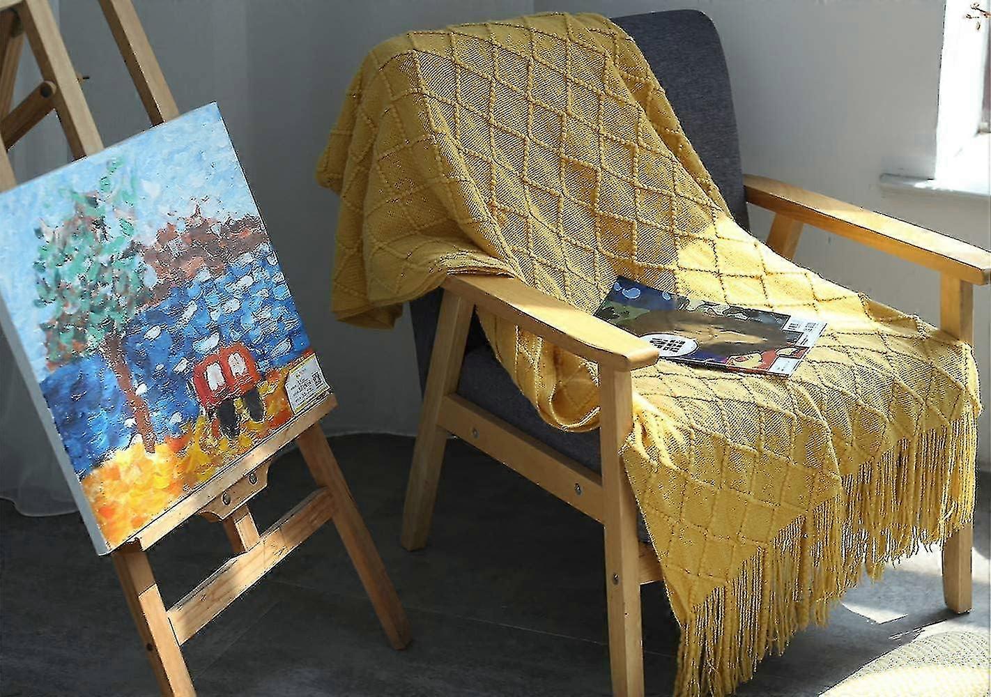 Mjuk stickad filt, Soffa filt