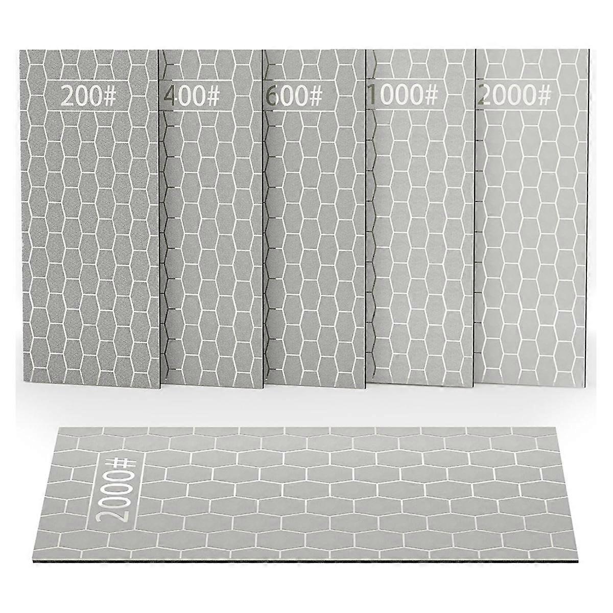 Diamond Whetstone Set, Sharpening Discs with Honeycomb Plates, Coarse to Extra Fine 200/400/600/1000/2000 Grit