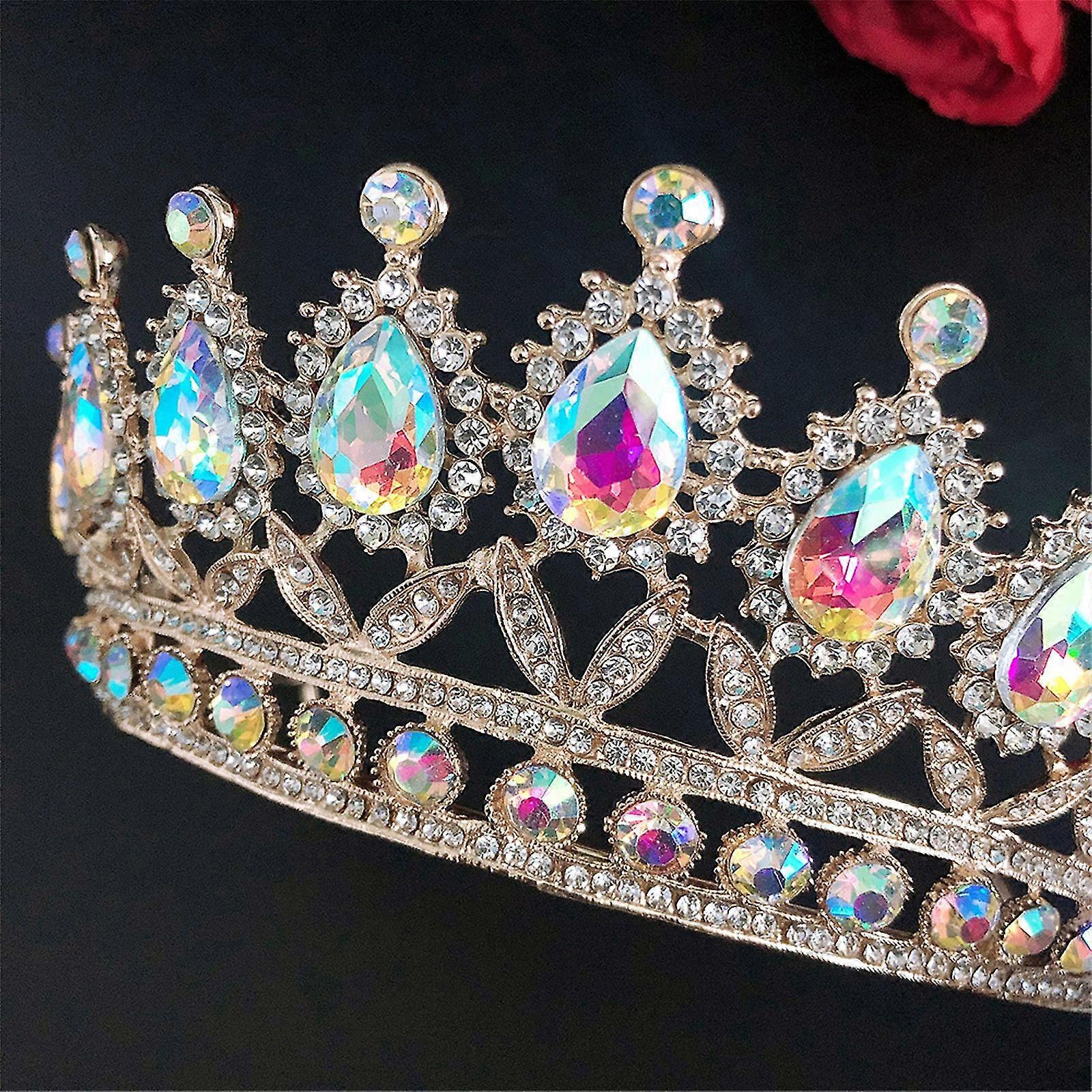 brud krystall bryllup dronning krone tiara gull prinsesse brudehode..., image size:1600x1600