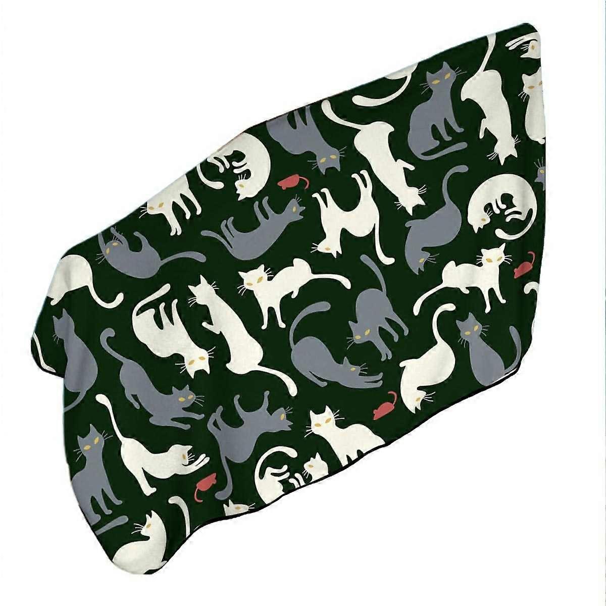 Red Mice and White Grey Cats Microfiber Beach Towel