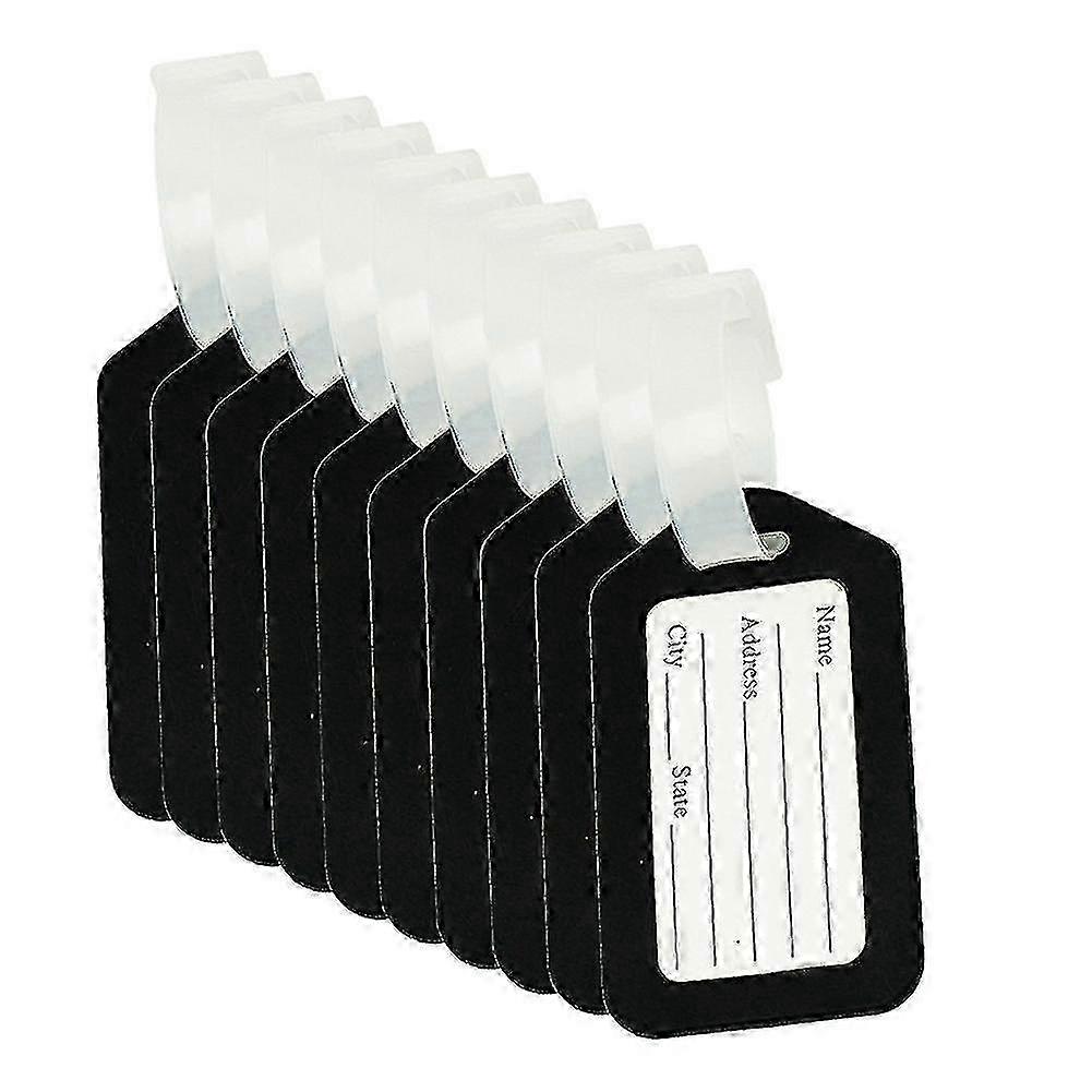 10個の荷物タグスーツケースラベルバッグ旅行アクセサリーブラック-良い - HE