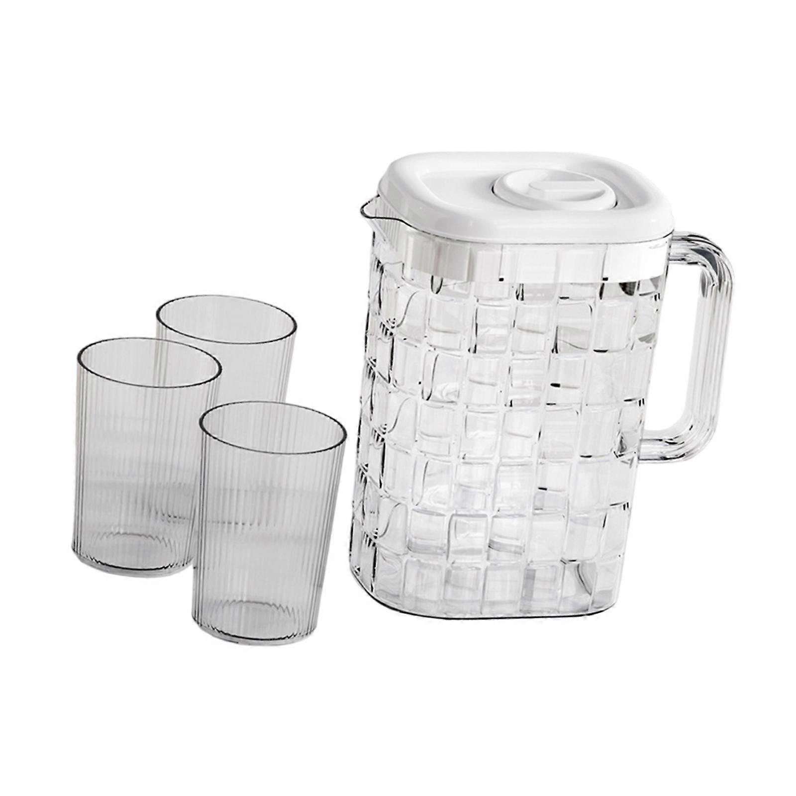 Cold Water Bottle 2000ml with Handle Beverage Pitcher for Home Party Outdoor White