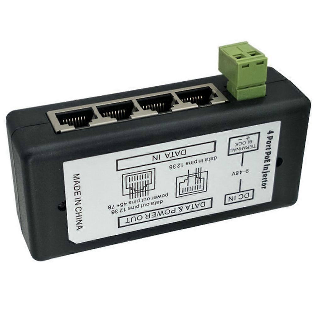 4 Port POE Injector for CCTV Surveillance IP Cameras Power Over Ethernet Adapter POE Power Adapter