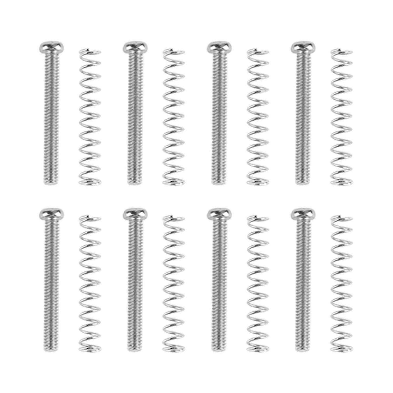 8 Set Guitar Pickup Screw Spring Iron Double Coil Pickup Frame Mounting Screws and Springs Silver