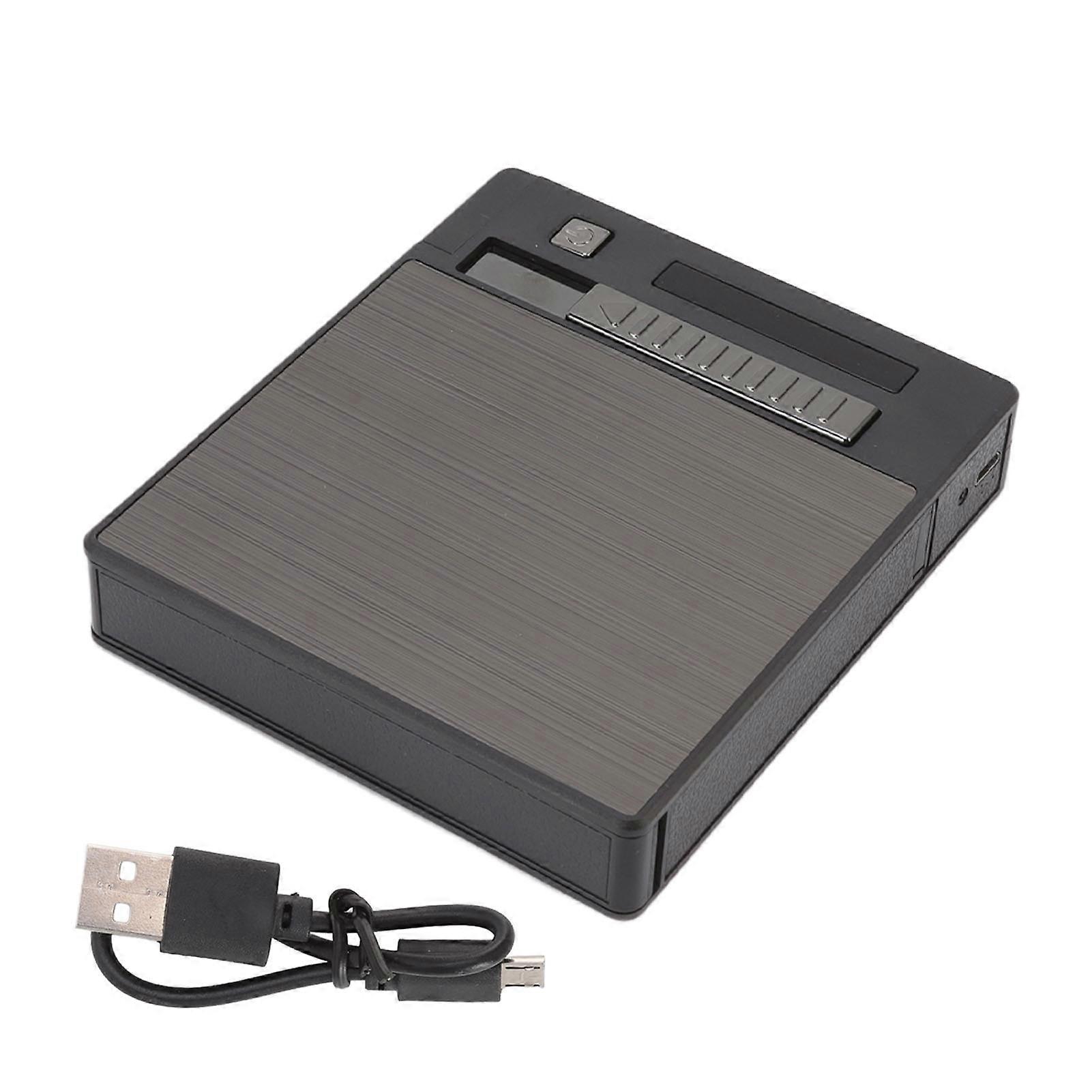 Sigaretter Case Box Automatisk utkastholder med Dual Arc Lighter USB oppladbar Power Display vindtett for 20 sigaretter