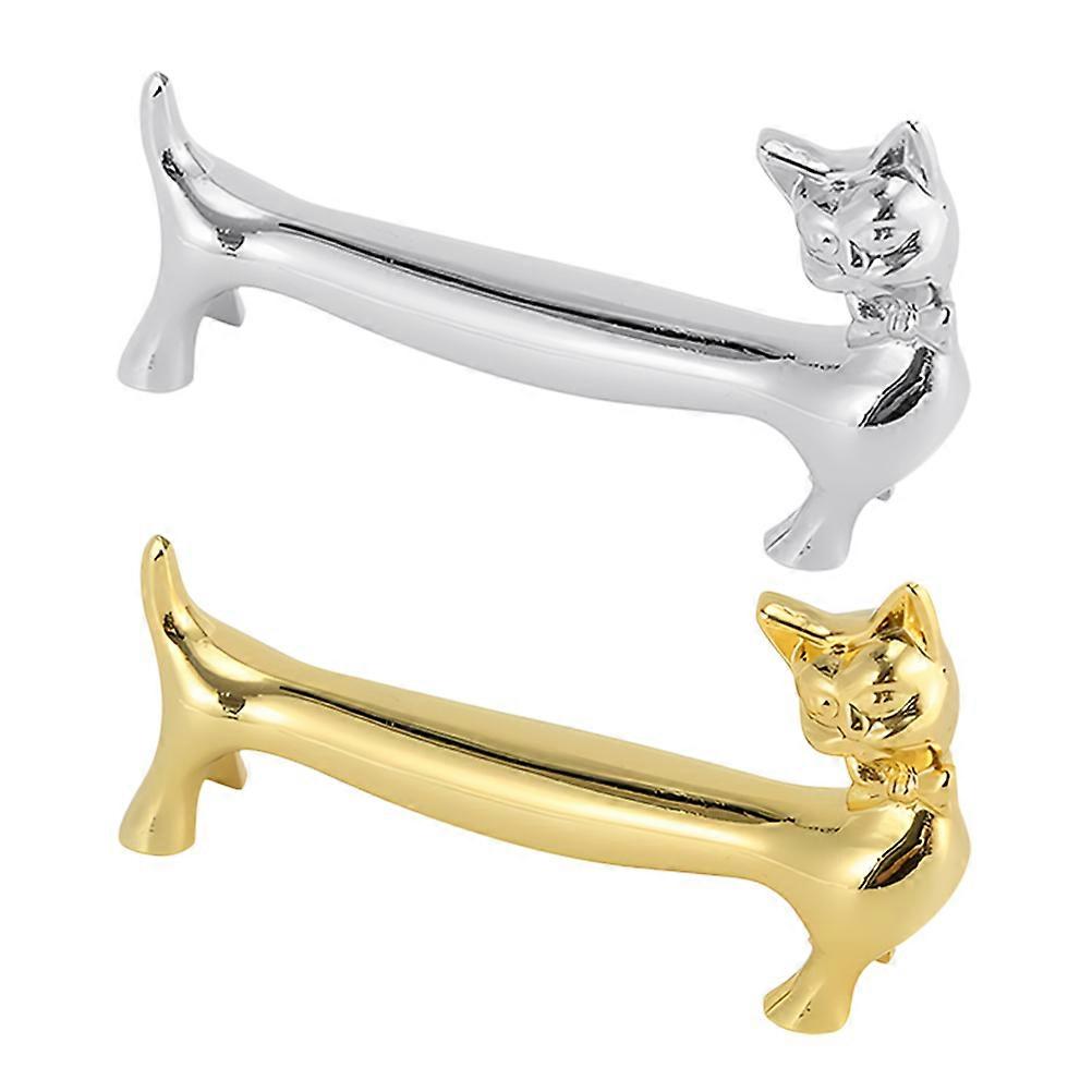 2pcs Zinc Alloy Chopsticks Rest Cat Shape Flatware Rest Chopstick Organizing Racks