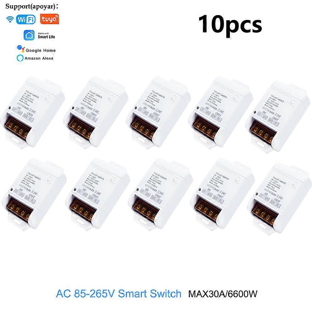 AC 85-265V 30A 6600W Smart Home Tuya Wifi Switch Relay Motor Light Control Receiver Smart Life APP For Alexa Google Home