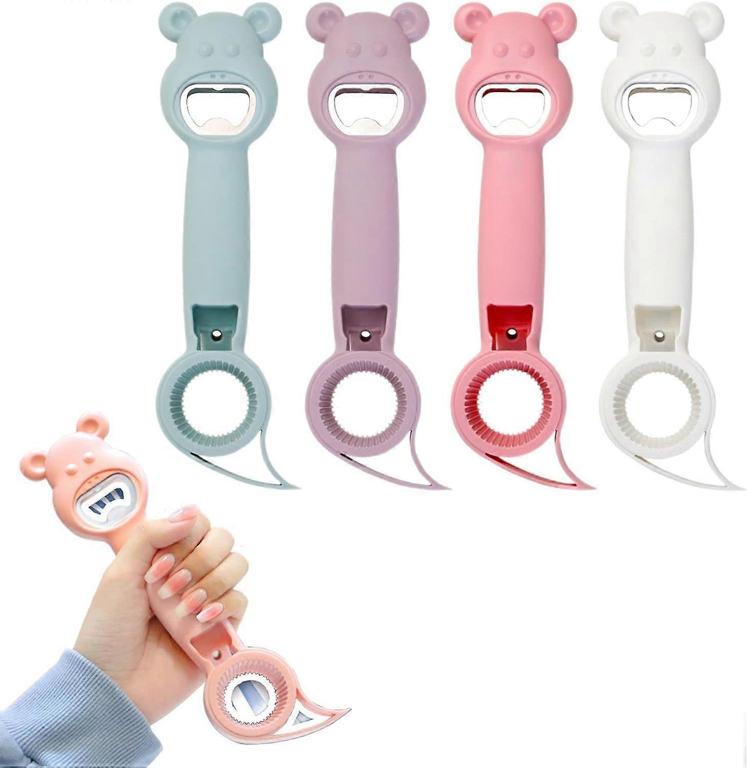 4 in 1 Bottle Opener, 4 Pieces Multifunction Jar Can Beer Bottle Opener, Multi Kitchen Tool for Jelly Jars, Wine, Beer